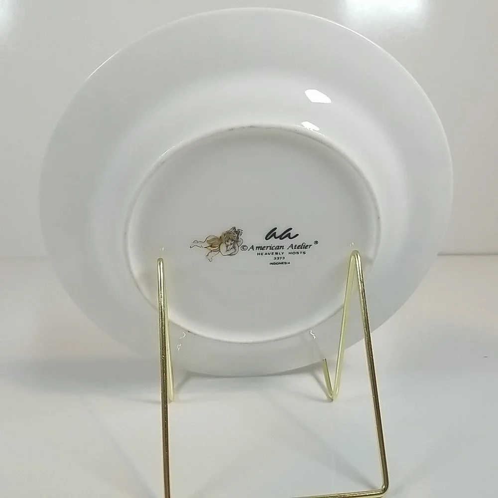 American Atelier Heavenly Hosts 3373 Plate Cherub Gold Porcelain Holiday